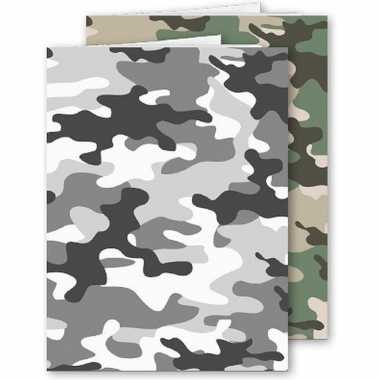 Set stuks a schoolschriften gelinieerd camouflage grijs groen