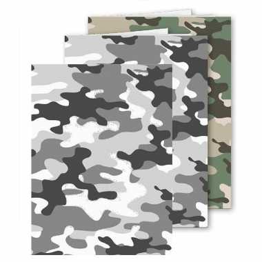 Set stuks a schoolschriften gelinieerd camouflage grijs groen