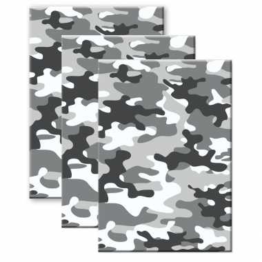 Set stuks camouflage/legerprint luxe schrift/notitieboek grijs gelinieerd a formaat