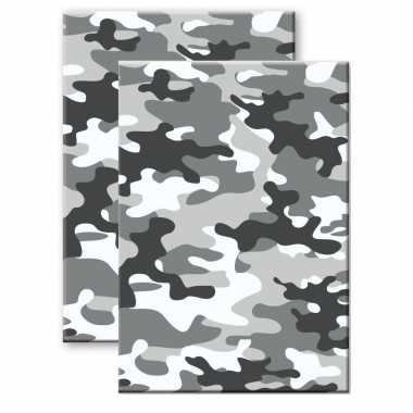Set stuks camouflage/legerprint luxe schrift/notitieboek grijs gelinieerd a formaat