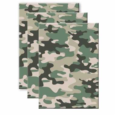 Set stuks camouflage/legerprint luxe schrift/notitieboek groen gelinieerd a formaat