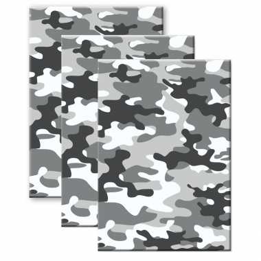 Set stuks camouflage/legerprint wiskunde schrift/notitieboek grijs ruitjes mm a formaat