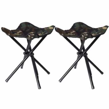Set stuks vier poots opvouwbare krukjes camouflage leger groen