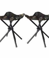 Set stuks vier poots opvouwbare krukjes camouflage leger groen 10292812